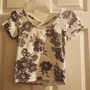 Aeropostle white and grey floral crop top